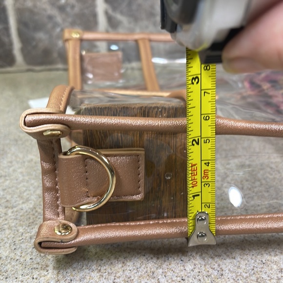 Clear PURSE with tan trim.  With colorful strap.  Great for Ball 🏈 🏀 ⚽️ games. - Picture 5 of 7